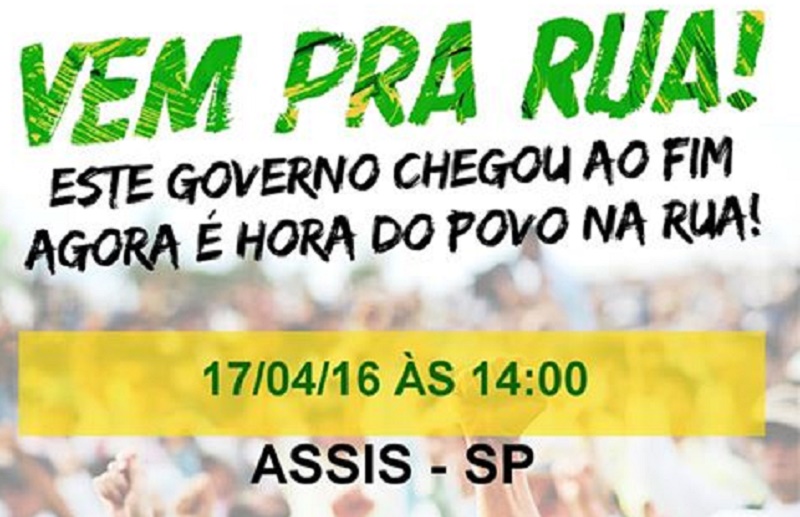 Movimento a favor do impeachment será no dia 17 em Assis