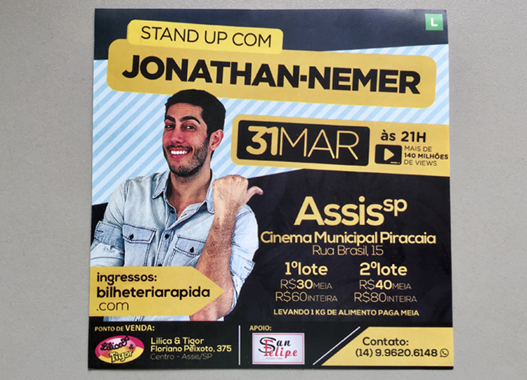 Show de Stand Up é beneficente, em prol da CREMOS