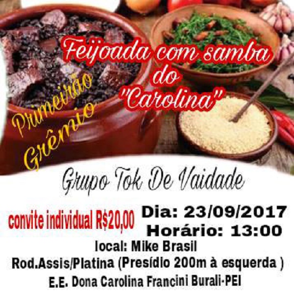 1ª Feijoada do Carolina Burali acontece neste sábado