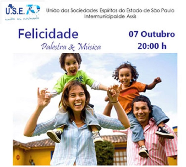 Sábado tem palestra espírita sobre felicidade