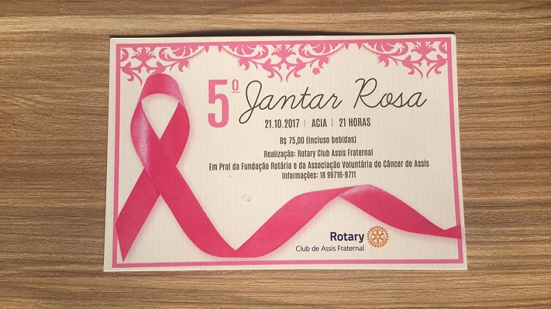 Jantar Rosa do Rotary Club Assis Fraternal será no dia 21