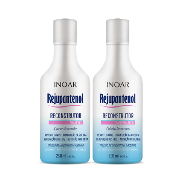 Inoar lança shampoo e condicionador da linha Rejupantenol em embalagem de 250ml