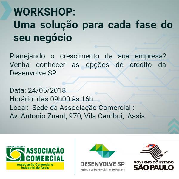 ACIA recebe Workshop da Desenvolve SP dia 24