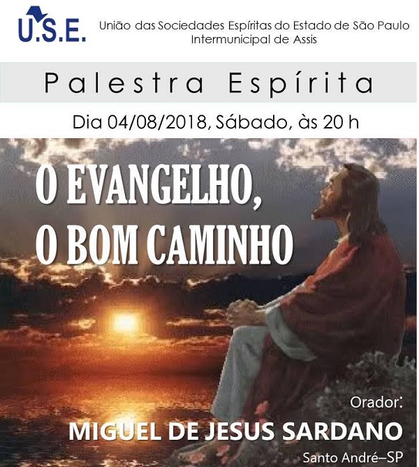 Sábado, 04, tem palestra espírita em Assis