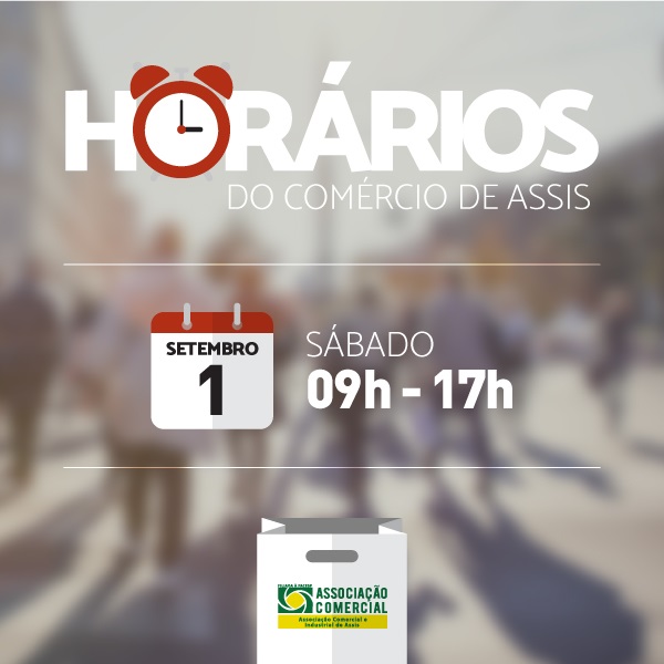 Confira os horários do comércio neste sábado, 1.º de setembro