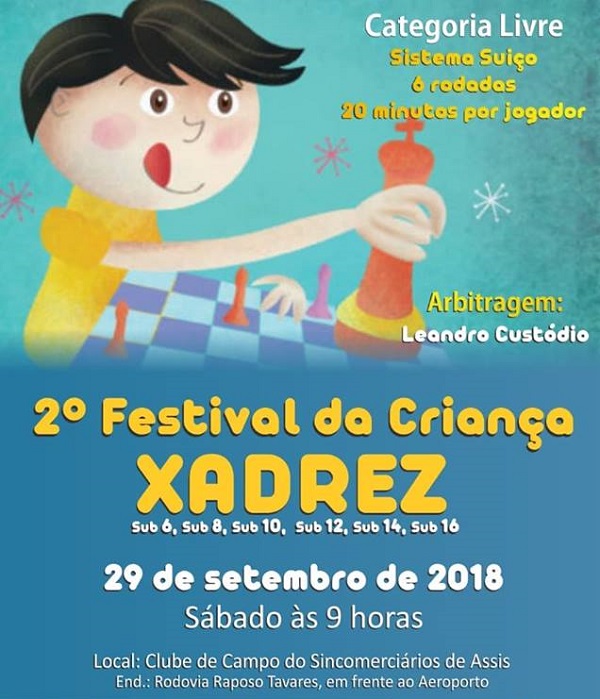 Sincomerciários realiza o 2º Festival da Criança com campeonato de xadrez, em Assis