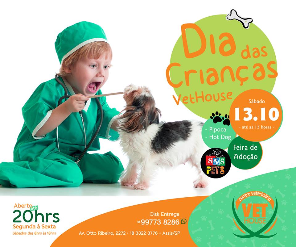 Sábado tem Dia das Crianças, com adoção de animais da SOS Pet