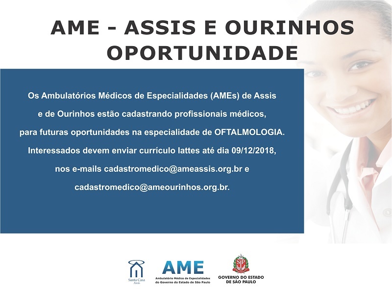 AMEs de Assis e de Ourinhos cadastram médicos na especialidade de Oftalmologia