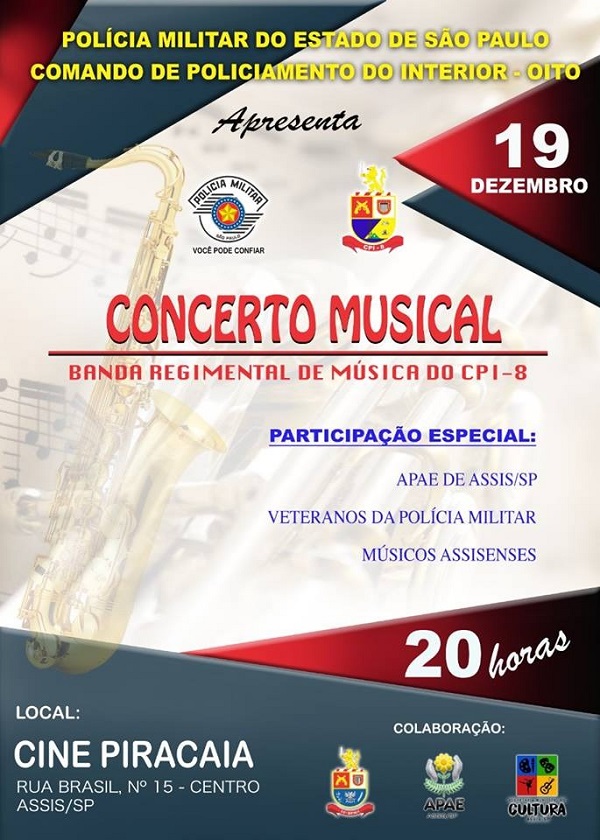 Quarta-feira tem apresentação da Banda Regimental de Música da Polícia Militar