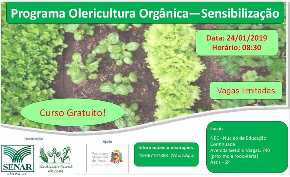 Sindicato Rural de Assis dá início a mais um Programa de Olericultura Orgânica