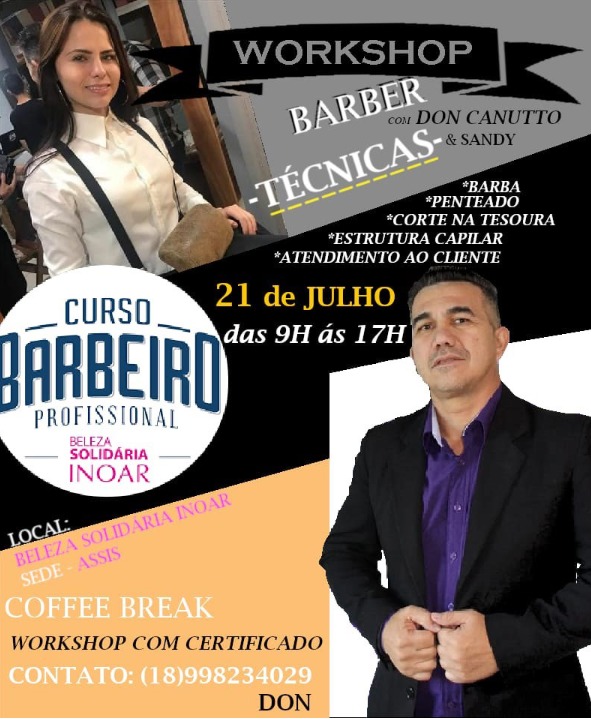 Curso Barbeiro Profissional do projeto Beleza Solidária Inoar promove workshop em 21 de julho