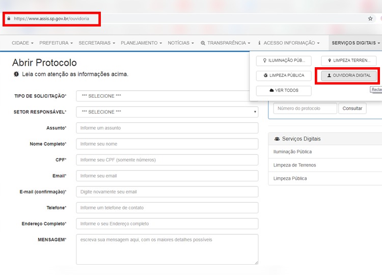 Prefeitura disponibiliza Ouvidoria Digital para participação do cidadão assisense