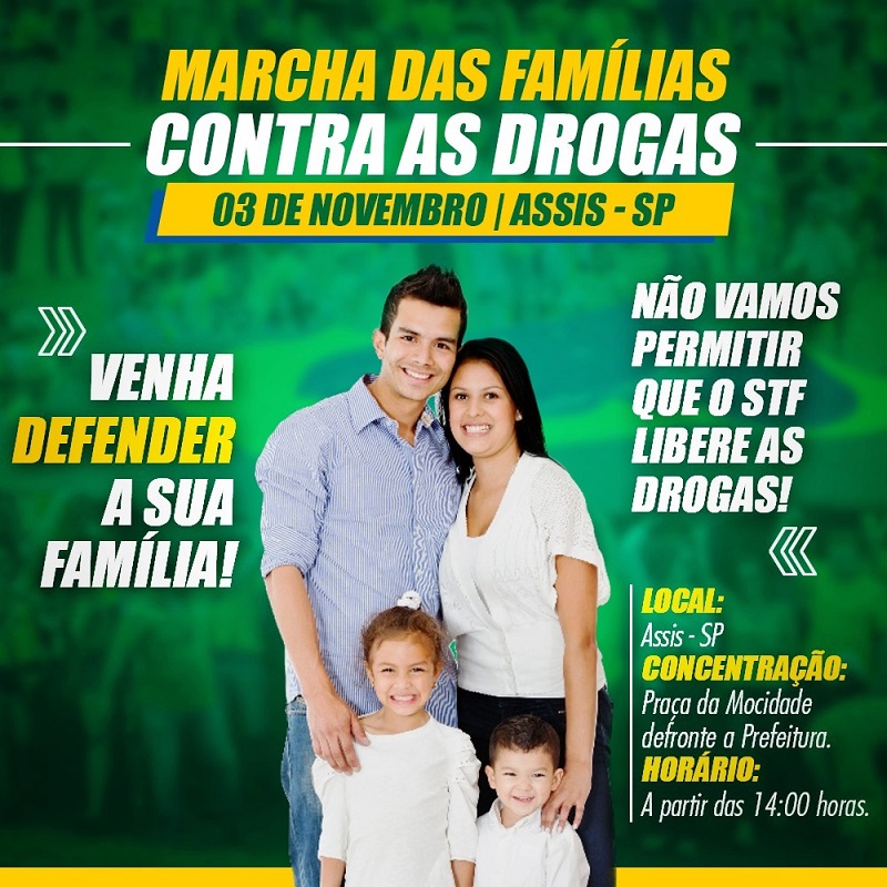 Amor Exigente participa da Marcha da Familia contra as Drogas, neste domingo, 03