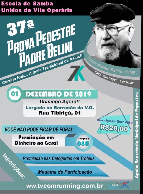 37ª Prova Pedestre 'Padre Beline' será domingo, com largada às 8h