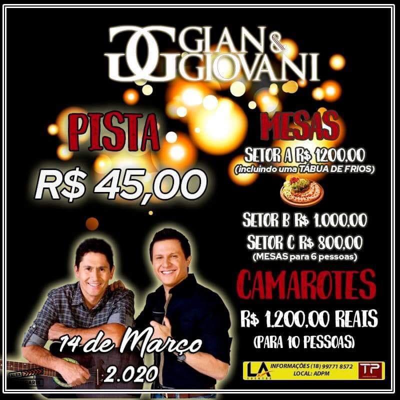 Show de Gian & Giovani é adiado em Assis a pedido da Secretaria de Saúde