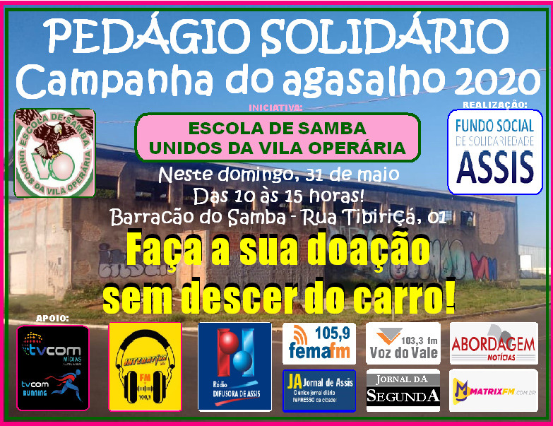 Escola de Samba V.O. promove pedágio solidário para arrecadar agasalhos em Assis
