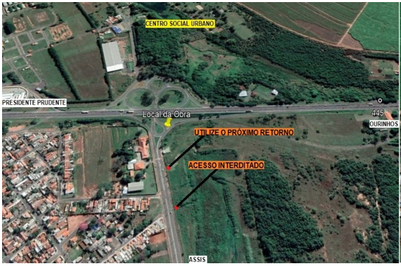 Acesso à Raposo Tavares será interditado na quarta-feira para obras em Assis