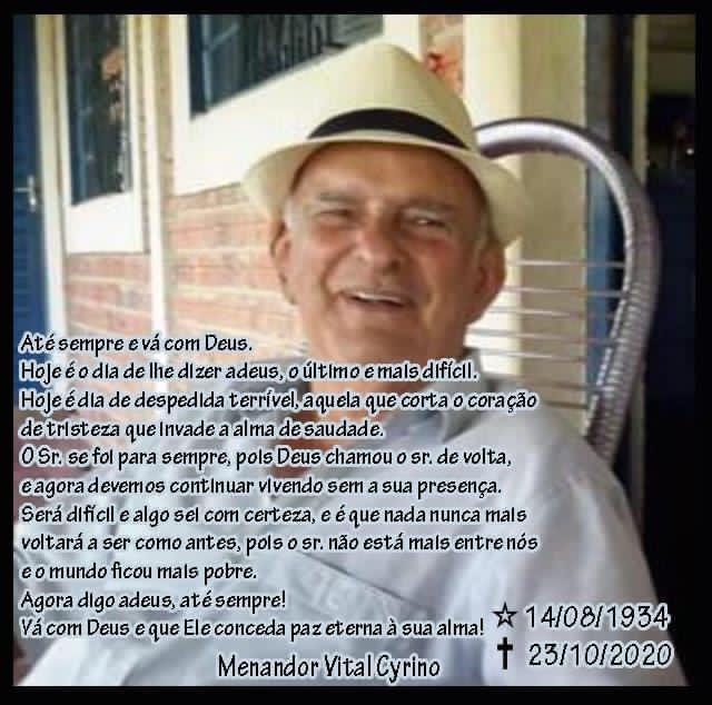 Morre Menandro Vital Cyrino aos 86 anos