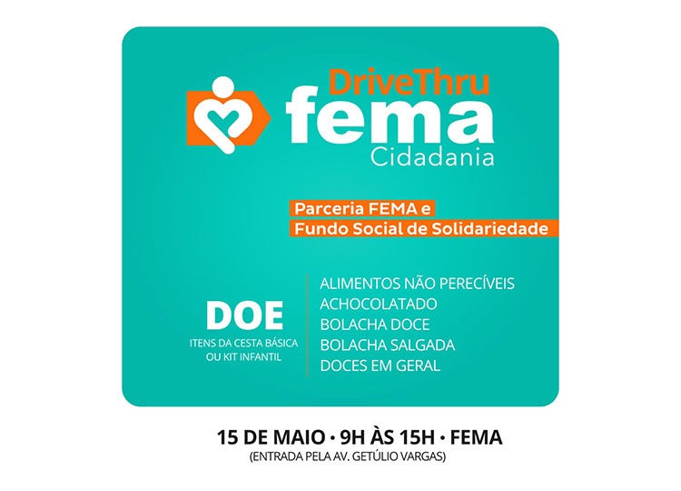 FEMA Cidadania realiza 'drive thru' para arrecadar alimentos em prol do Fundo Social