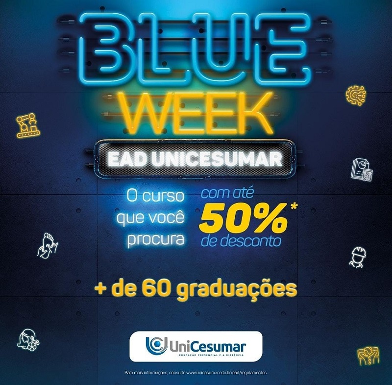 Unicesumar oferece cursos híbridos com até 60% de desconto durante a Blue Week