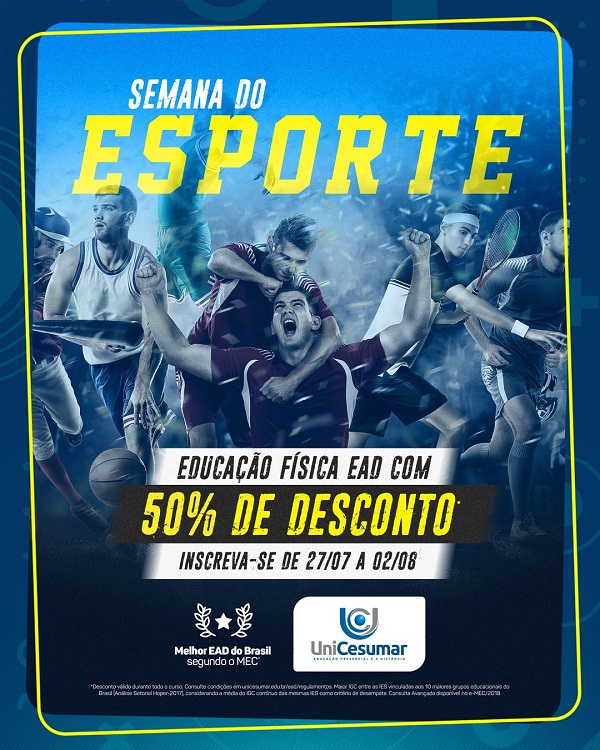 Na Semana do Esporte, EAD Unicesumar oferece até 50% de desconto no curso de Educação Física