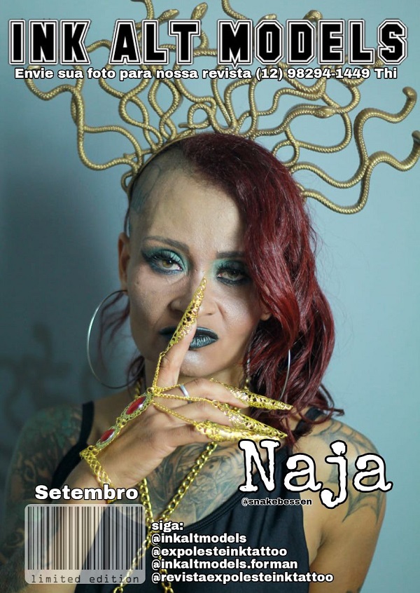 Naja é destaque na capa da revista Ink Alt Models