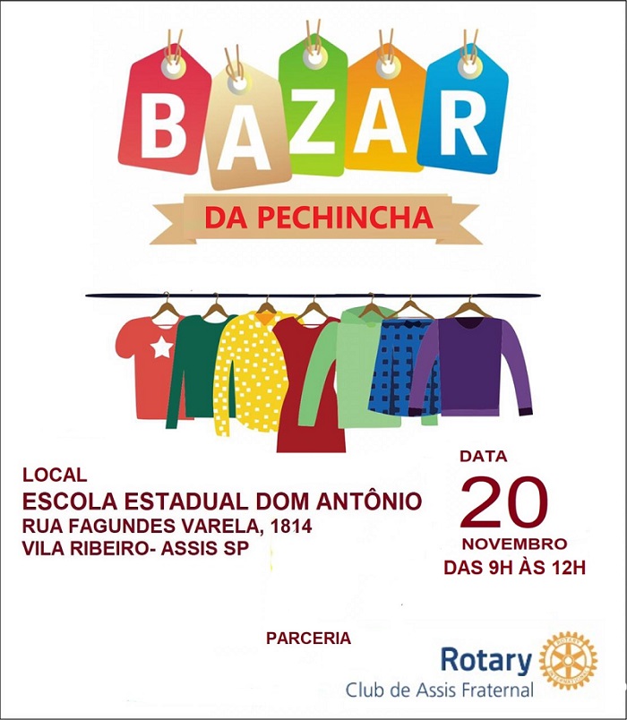 Rotary Club de Assis Fraternal promove bazar no sábado (20)