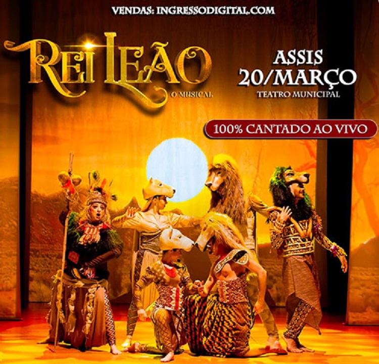 Dia 20 de março tem o musical 'Rei Leão', em Assis