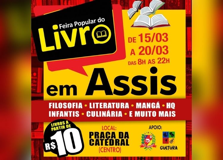 Assis recebe Feira do Livro de hoje a 20 de março na praça da Catedral