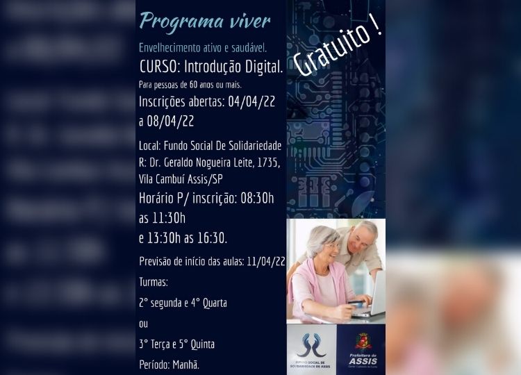 Fundo Social abre inscrições para curso de ‘Inclusão Digital’