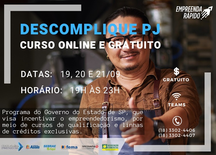 SEBRAE Assis promove curso gratuito 'Descomplique PJ'