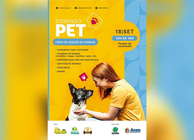 Prefeitura realiza 1ª Feira de Adoção Pet no dia 18 de setembro