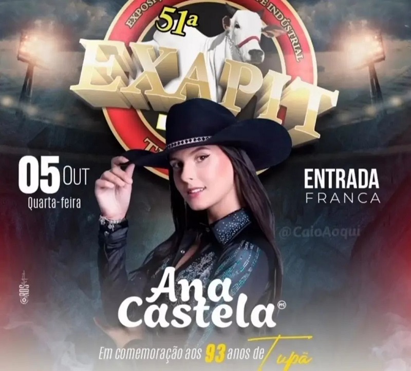 Começa hoje a tradicional Exapit de Tupã com show de Ana Castela