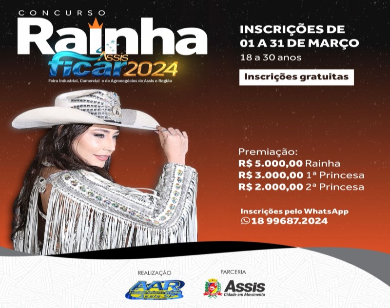 Inscrições para o Concurso Rainha da FICAR 2024 estão abertas