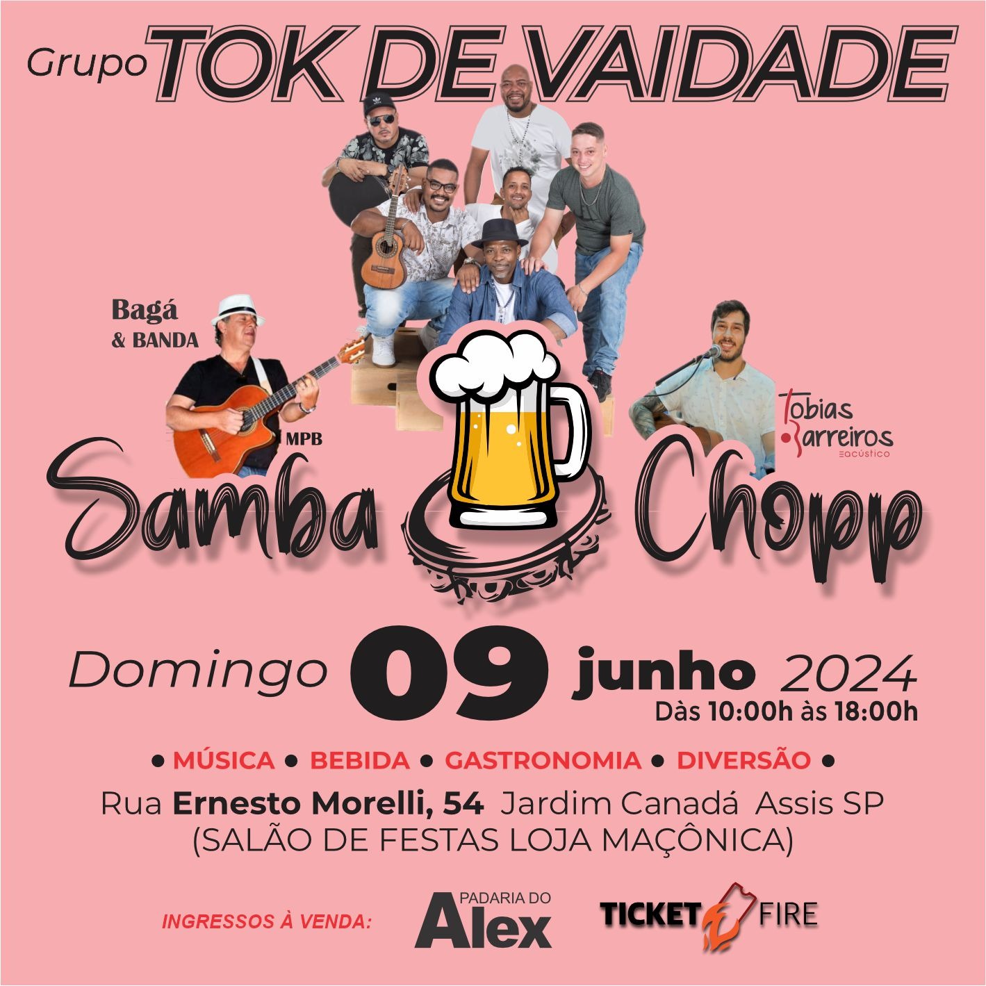 Samba Chopp acontece no dia 09 de junho em Assis
