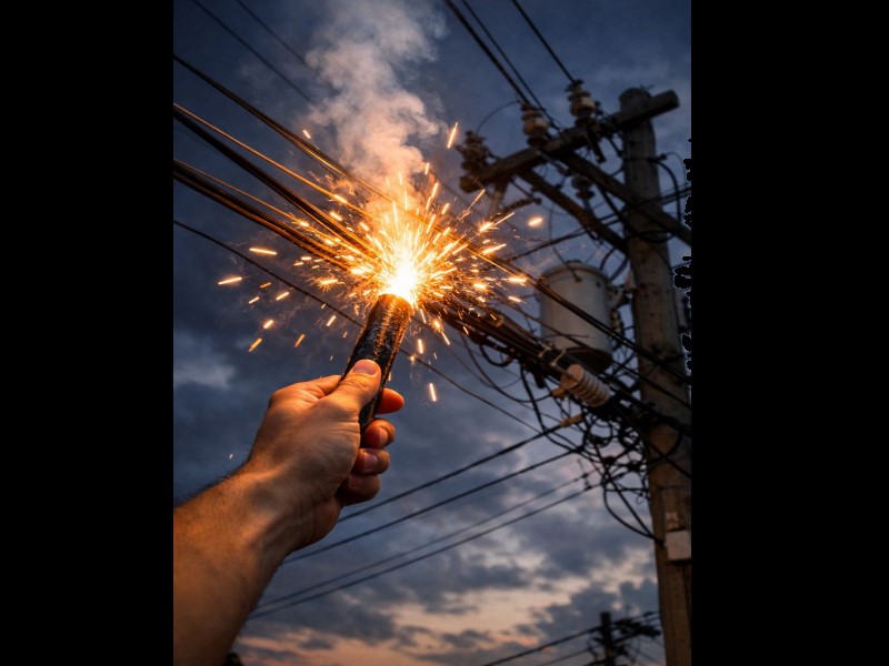 Energisa alerta para os riscos de soltar fogos de artifício próximo à rede elétrica