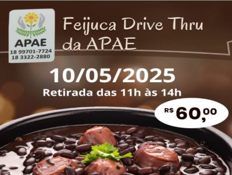 APAE convida para sua tradicional feijoada neste sábado, 10