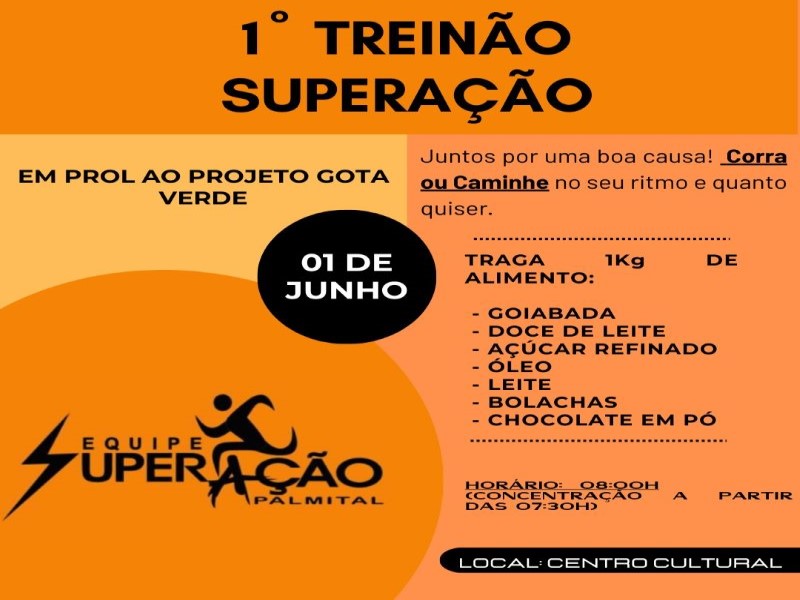 Palmital organiza o 1º Treinão Superação em prol do Projeto Gota Verde