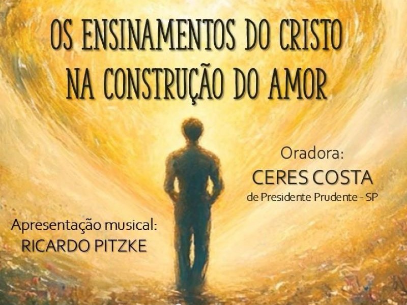 Sábado tem palestra espírita com Ceres Costa e apresentação musical de Ricardo Pitzke