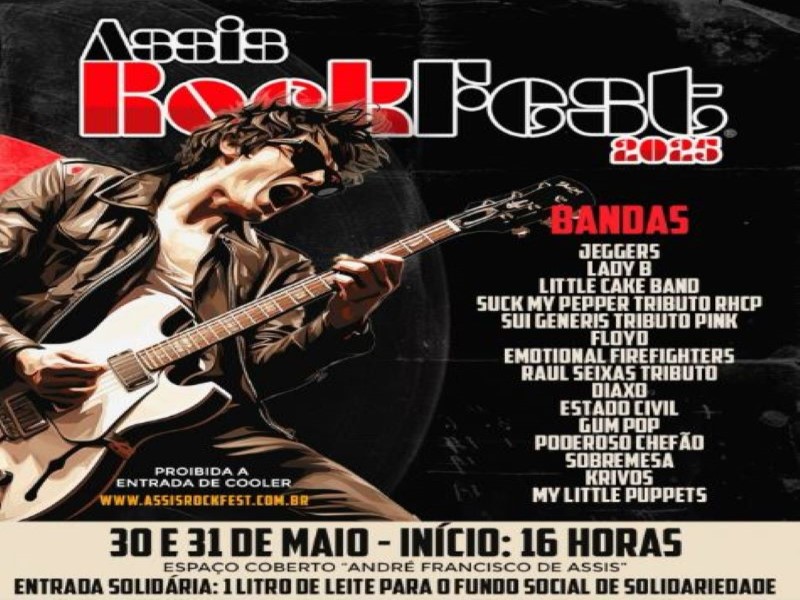 Assis Rock Fest 2025 começa hoje, 30, com diversas apresentações