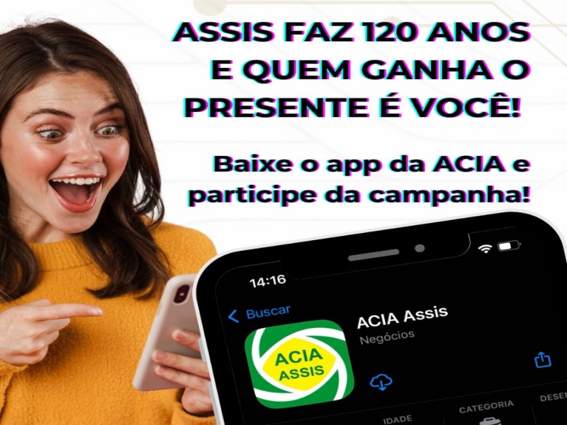 ACIA promove campanha Assis 120 anos com sorteios via aplicativo