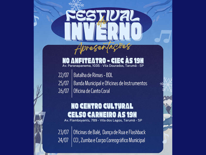 Vem aí o Festival de Inverno 2025 de Tarumã