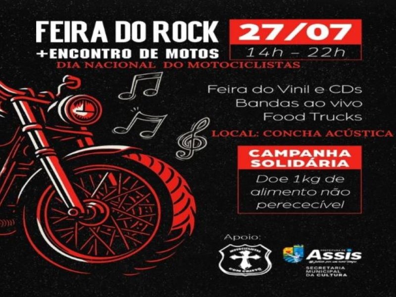 Dia do Motociclista será celebrado com Encontro e Feira do Rock amanhã, 27, em Assis
