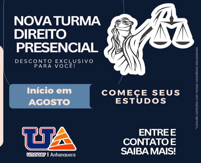 Unopar Anhanguera Assis anuncia a abertura de uma nova turma do curso de Direito