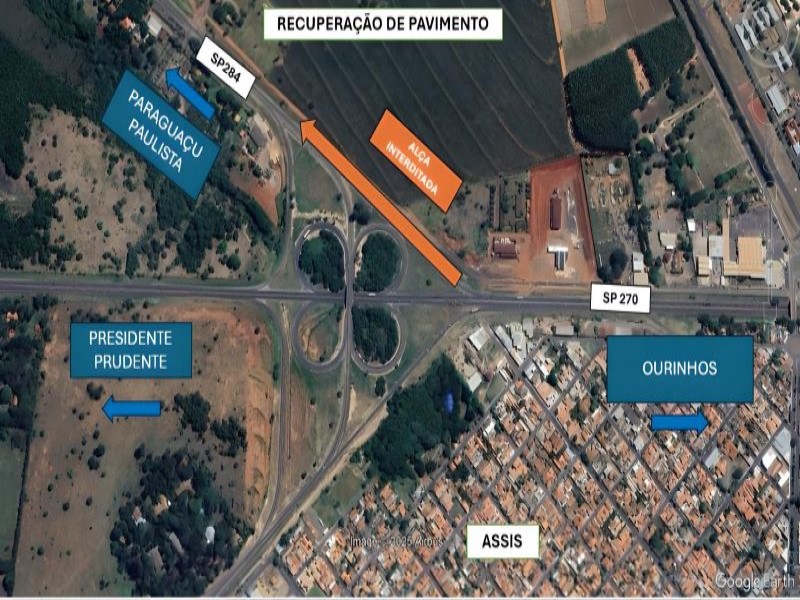 Alça de acesso à SP 284 será interditada para obras nesta segunda, 28, em Assis