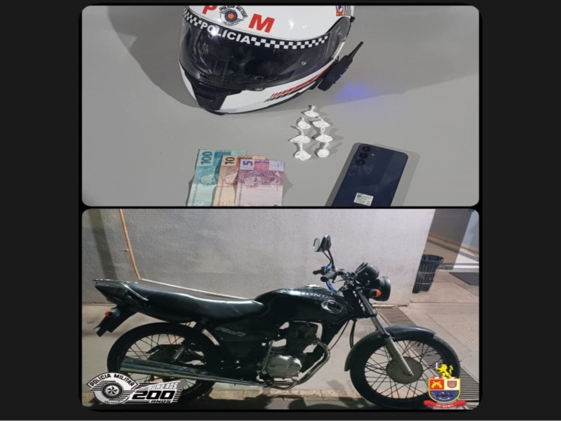 Motociclista é preso por tráfico de drogas no bairro Santa Cecília, em Assis