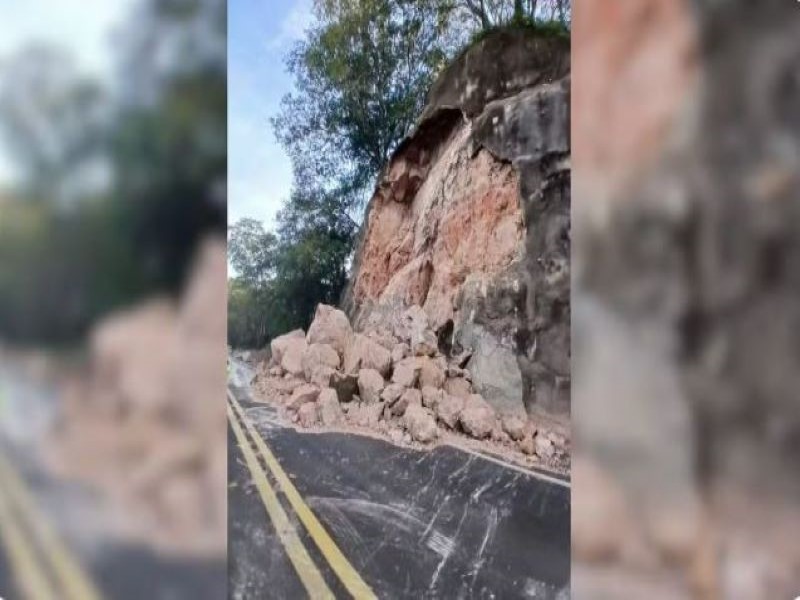 Deslizamento de pedras na BR-153 em Marília é avaliado por geólogos
