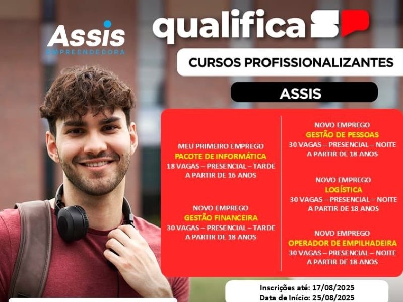 Assis Empreendedora oferece cinco cursos gratuitos em parceria com SEST/SENAT e Qualifica SP