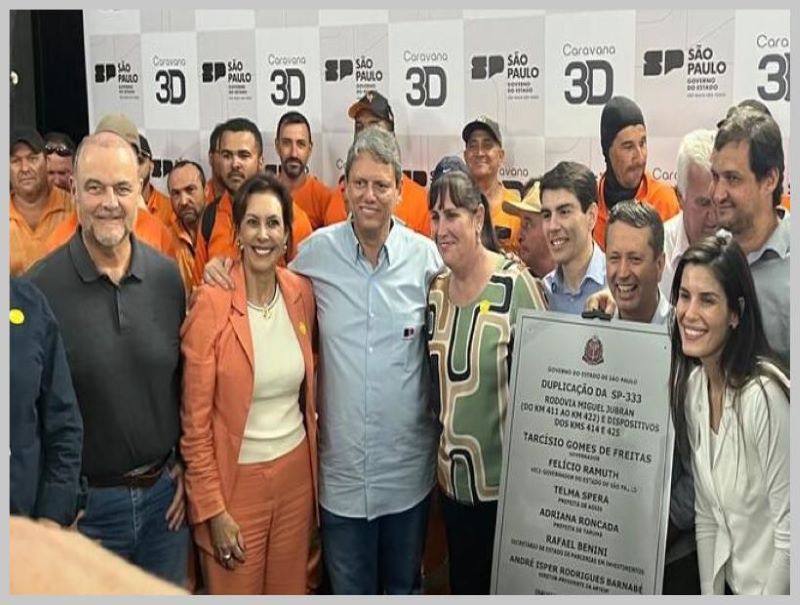 Prefeita Adriana Roncada e Vice Fadul participam de entrega da duplicação da SP-333 com o Governador