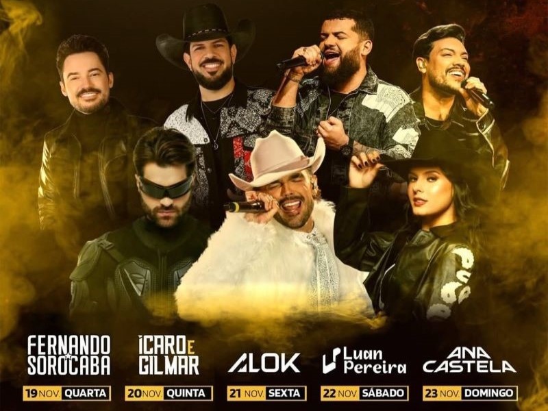 FICAR 2025 divulga shows, entre eles, Fernando & Sorocaba, Alok e outros